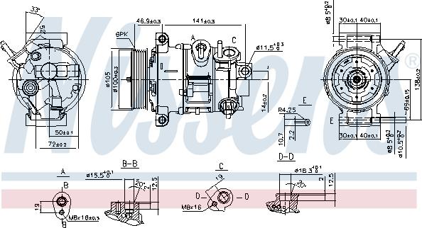 Nissens 890030 - Kompresors, Gaisa kond. sistēma autodraugiem.lv