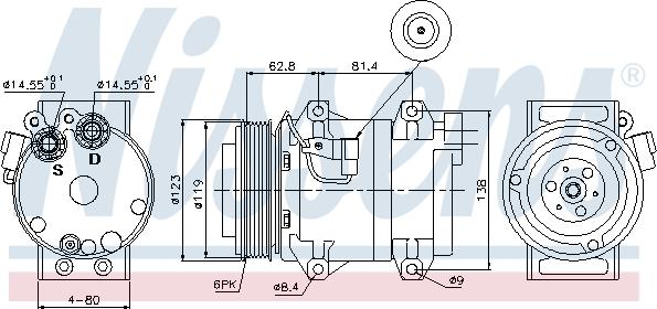 Nissens 89070 - Kompresors, Gaisa kond. sistēma autodraugiem.lv