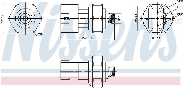 Nissens 301090 - Spiediena slēdzis, Gaisa kondicionēšanas sistēma autodraugiem.lv