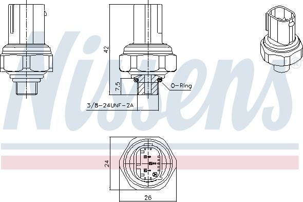 Nissens 301070 - Spiediena slēdzis, Gaisa kondicionēšanas sistēma autodraugiem.lv