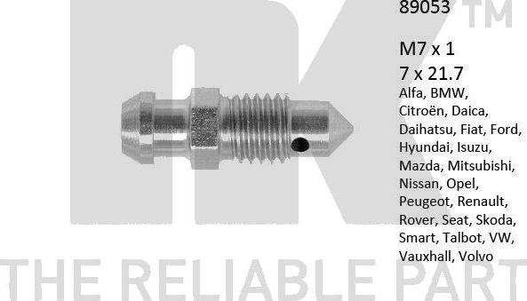 NK 89053 - Gaisa vārsta / ventiļa skrūve autodraugiem.lv
