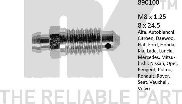 NK 890100 - Gaisa vārsta / ventiļa skrūve autodraugiem.lv