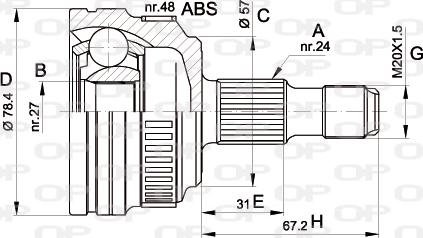 Open Parts CVJ5443.10 - Šarnīru komplekts, Piedziņas vārpsta autodraugiem.lv