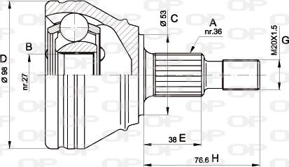 Open Parts CVJ5442.10 - Šarnīru komplekts, Piedziņas vārpsta autodraugiem.lv