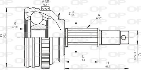 Open Parts CVJ5447.10 - Šarnīru komplekts, Piedziņas vārpsta autodraugiem.lv