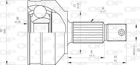 Open Parts CVJ5459.10 - Šarnīru komplekts, Piedziņas vārpsta autodraugiem.lv