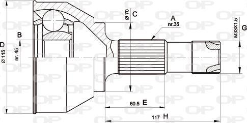 Open Parts CVJ5458.10 - Šarnīru komplekts, Piedziņas vārpsta autodraugiem.lv