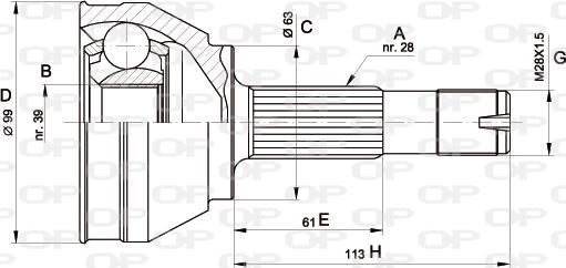 Open Parts CVJ5463.10 - Šarnīru komplekts, Piedziņas vārpsta autodraugiem.lv