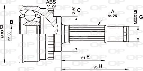 Open Parts CVJ5484.10 - Šarnīru komplekts, Piedziņas vārpsta autodraugiem.lv