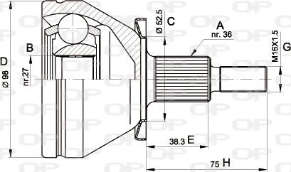 Open Parts CVJ5435.10 - Šarnīru komplekts, Piedziņas vārpsta autodraugiem.lv