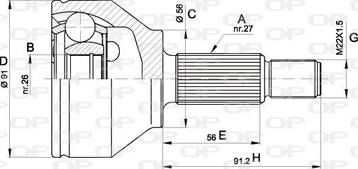 Open Parts CVJ5437.10 - Šarnīru komplekts, Piedziņas vārpsta autodraugiem.lv