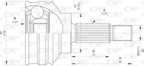 Open Parts CVJ5599.10 - Šarnīru komplekts, Piedziņas vārpsta autodraugiem.lv