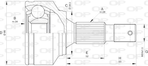 Open Parts CVJ5594.10 - Šarnīru komplekts, Piedziņas vārpsta autodraugiem.lv