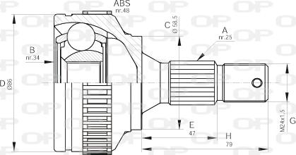 Open Parts CVJ5593.10 - Šarnīru komplekts, Piedziņas vārpsta autodraugiem.lv