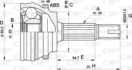 Open Parts CVJ5508.10 - Šarnīru komplekts, Piedziņas vārpsta autodraugiem.lv