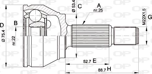 Open Parts CVJ5515.10 - Šarnīru komplekts, Piedziņas vārpsta autodraugiem.lv