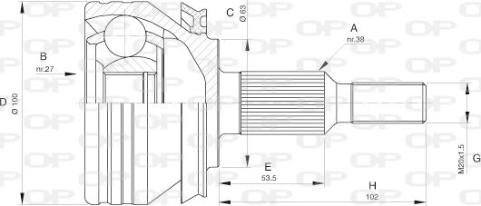 Open Parts CVJ5581.10 - Šarnīru komplekts, Piedziņas vārpsta autodraugiem.lv