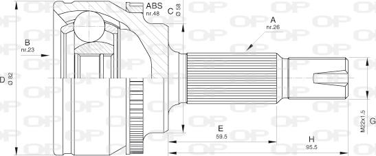 Open Parts CVJ5588.10 - Šarnīru komplekts, Piedziņas vārpsta autodraugiem.lv