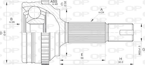 Open Parts CVJ5533.10 - Šarnīru komplekts, Piedziņas vārpsta autodraugiem.lv