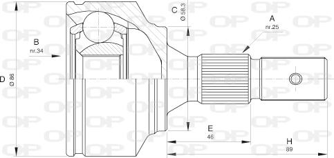 Open Parts CVJ5529.10 - Šarnīru komplekts, Piedziņas vārpsta autodraugiem.lv