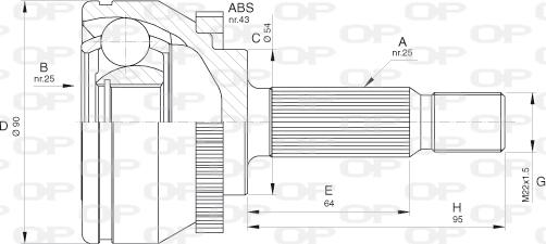 Open Parts CVJ5575.10 - Šarnīru komplekts, Piedziņas vārpsta autodraugiem.lv