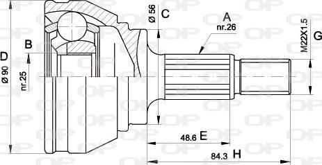 Open Parts CVJ5576.10 - Šarnīru komplekts, Piedziņas vārpsta autodraugiem.lv