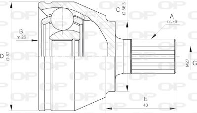 Open Parts CVJ5643.10 - Šarnīru komplekts, Piedziņas vārpsta autodraugiem.lv
