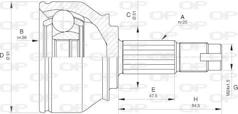 Open Parts CVJ5647.10 - Šarnīru komplekts, Piedziņas vārpsta autodraugiem.lv