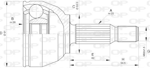 Open Parts CVJ5654.10 - Šarnīru komplekts, Piedziņas vārpsta autodraugiem.lv