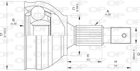 Open Parts CVJ5653.10 - Šarnīru komplekts, Piedziņas vārpsta autodraugiem.lv