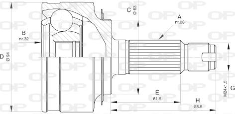 Open Parts CVJ5606.10 - Šarnīru komplekts, Piedziņas vārpsta autodraugiem.lv