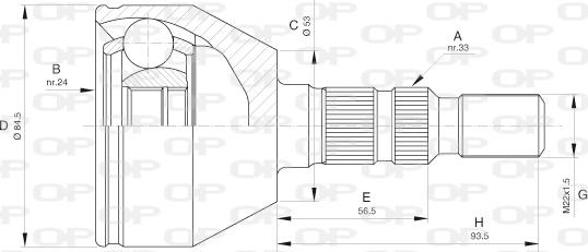 Open Parts CVJ5602.10 - Šarnīru komplekts, Piedziņas vārpsta autodraugiem.lv