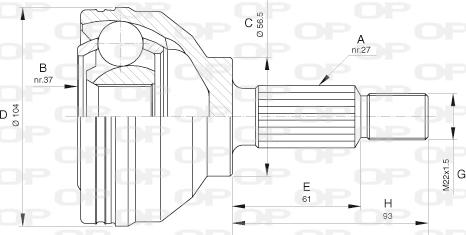 Open Parts CVJ5627.10 - Šarnīru komplekts, Piedziņas vārpsta autodraugiem.lv