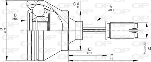 Open Parts CVJ5677.10 - Šarnīru komplekts, Piedziņas vārpsta autodraugiem.lv