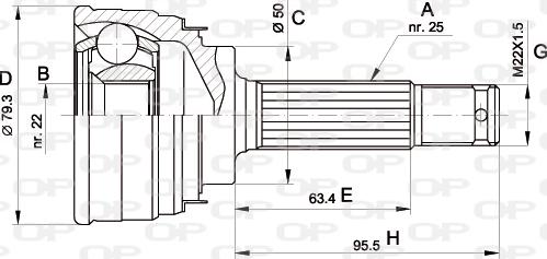 Open Parts CVJ5043.10 - Šarnīru komplekts, Piedziņas vārpsta autodraugiem.lv
