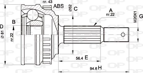 Open Parts CVJ5054.10 - Šarnīru komplekts, Piedziņas vārpsta autodraugiem.lv