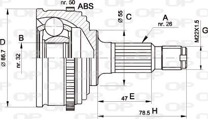 Open Parts CVJ5050.10 - Šarnīru komplekts, Piedziņas vārpsta autodraugiem.lv