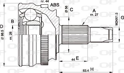 Open Parts CVJ5152.10 - Šarnīru komplekts, Piedziņas vārpsta autodraugiem.lv