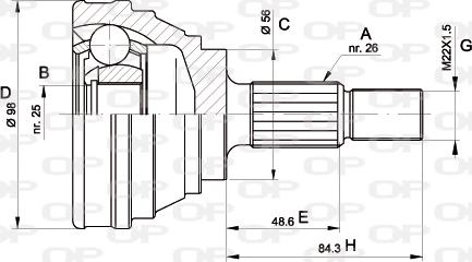 Open Parts CVJ5166.10 - Šarnīru komplekts, Piedziņas vārpsta autodraugiem.lv