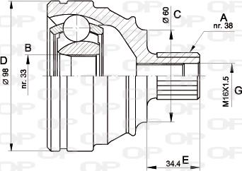 Open Parts CVJ5121.10 - Šarnīru komplekts, Piedziņas vārpsta autodraugiem.lv