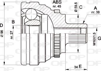 Open Parts CVJ5174.10 - Šarnīru komplekts, Piedziņas vārpsta autodraugiem.lv