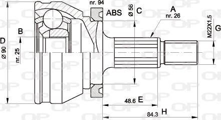 Open Parts CVJ5170.10 - Šarnīru komplekts, Piedziņas vārpsta autodraugiem.lv