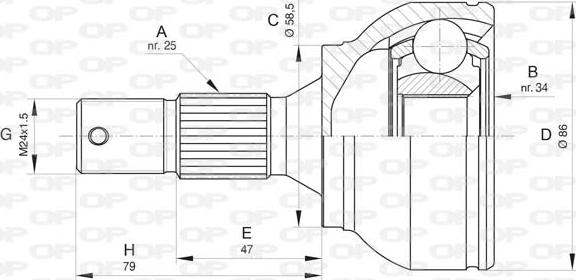 Open Parts CVJ5802.10 - Šarnīru komplekts, Piedziņas vārpsta autodraugiem.lv