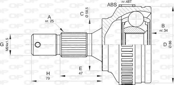 Open Parts CVJ5830.10 - Šarnīru komplekts, Piedziņas vārpsta autodraugiem.lv