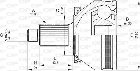 Open Parts CVJ5831.10 - Šarnīru komplekts, Piedziņas vārpsta autodraugiem.lv