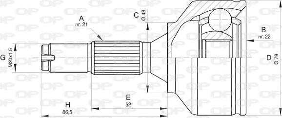 Open Parts CVJ5837.10 - Šarnīru komplekts, Piedziņas vārpsta autodraugiem.lv