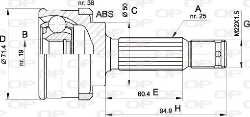 Open Parts CVJ5393.10 - Šarnīru komplekts, Piedziņas vārpsta autodraugiem.lv