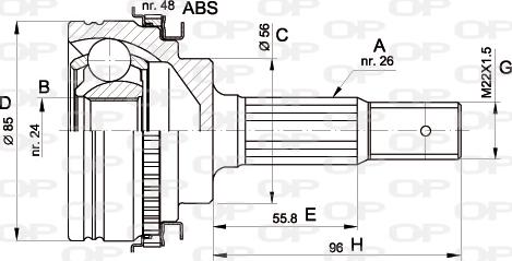 Open Parts CVJ5341.10 - Šarnīru komplekts, Piedziņas vārpsta autodraugiem.lv