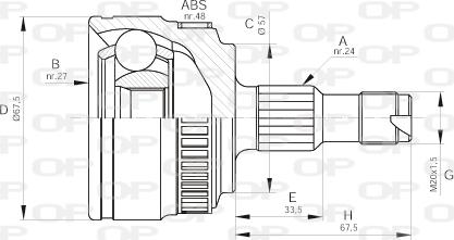 Open Parts CVJ5354.10 - Šarnīru komplekts, Piedziņas vārpsta autodraugiem.lv