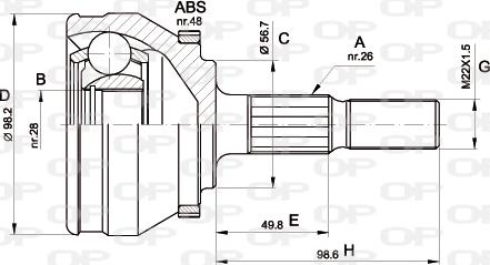 Open Parts CVJ5355.10 - Šarnīru komplekts, Piedziņas vārpsta autodraugiem.lv